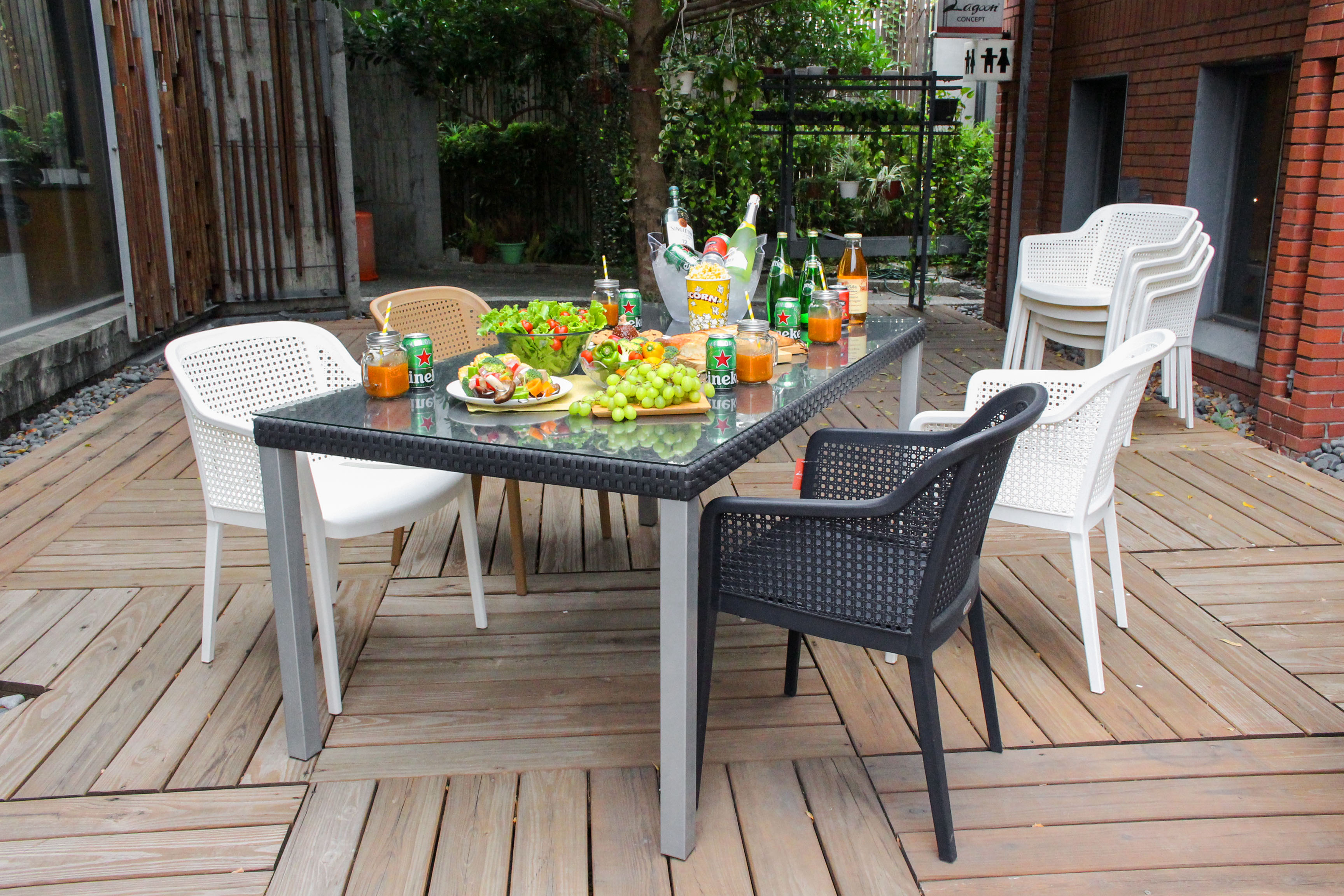 Grace Rattan Dining Arm Chair is one of many Lagoon stackable chairs. Grace Rattan Dining Arm Chair is one of many Lagoon stackable chairs