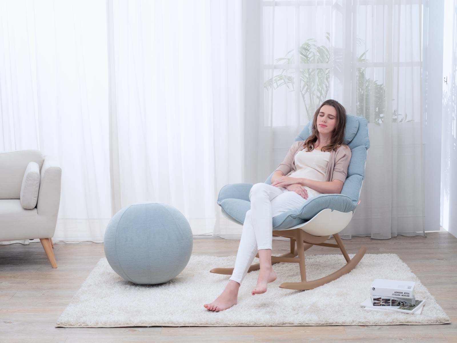 7066RA-PT2 Monstera Rocking Chair with Yoga Ball - Lagoon Furniture
